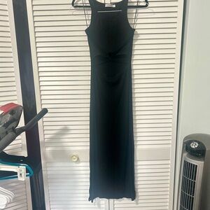 Morning Mist Black Origami Ribbed Cutout Dress, Sz 12